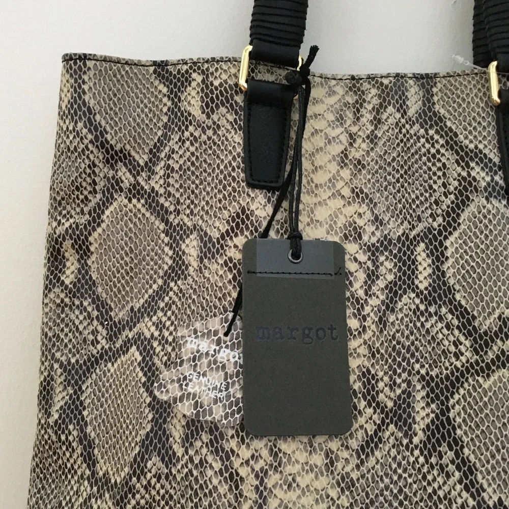Margot Snakeskin Leather Tote Shoulder Bag - Picture 4 of 6